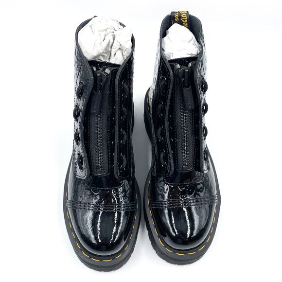 Dr Martens Sinclair Boots Black Platform Leopard Emboss Patent Leather Zip Sz 7 - Picture 3 of 10